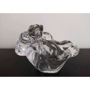 Vintage crystal monkey art  Vannes La Chantel France Monkey Crystal Glass Bowl H